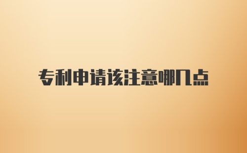 专利申请该注意哪几点