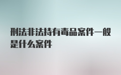 刑法非法持有毒品案件一般是什么案件