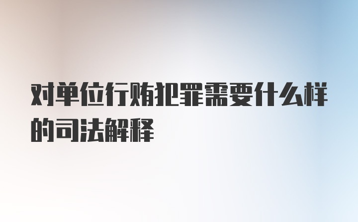 对单位行贿犯罪需要什么样的司法解释