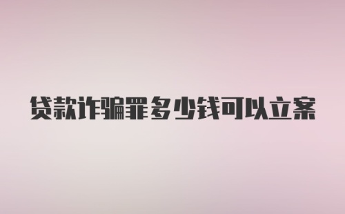 贷款诈骗罪多少钱可以立案