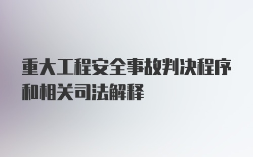 重大工程安全事故判决程序和相关司法解释