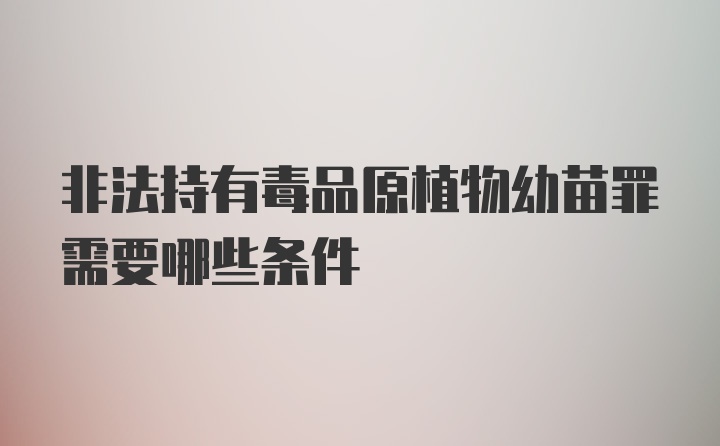 非法持有毒品原植物幼苗罪需要哪些条件