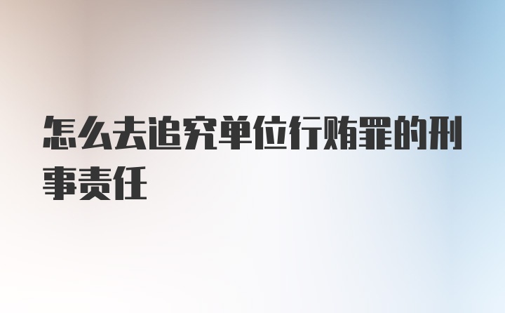 怎么去追究单位行贿罪的刑事责任