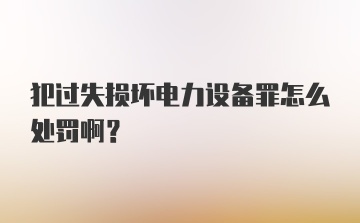 犯过失损坏电力设备罪怎么处罚啊？