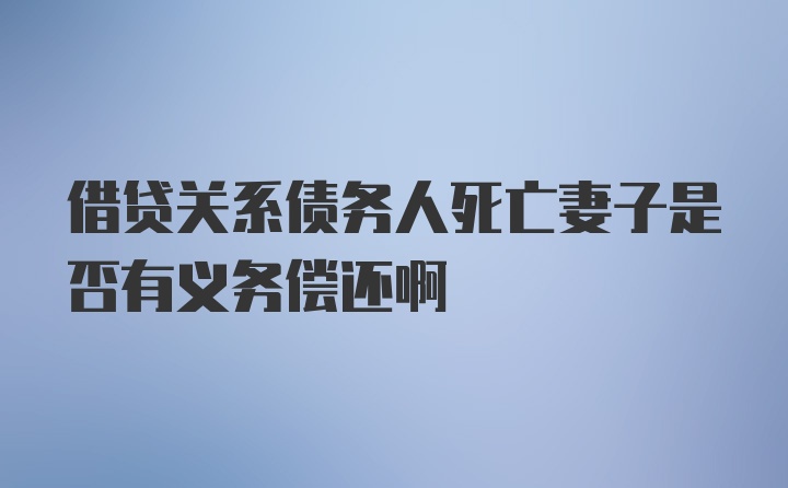 借贷关系债务人死亡妻子是否有义务偿还啊