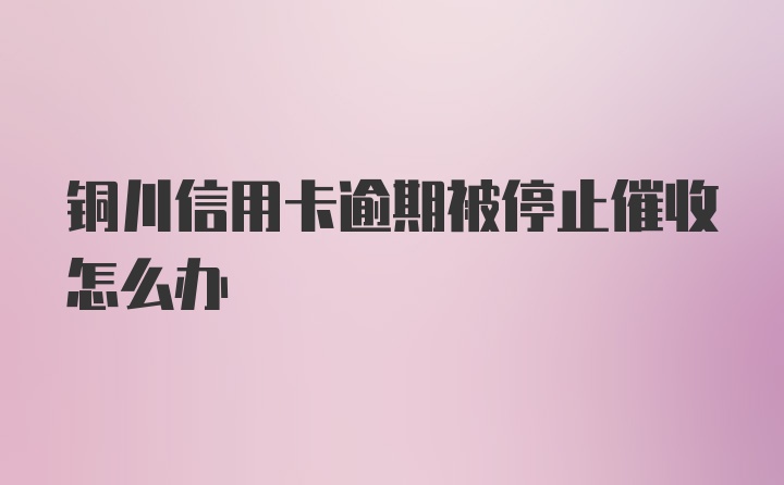 铜川信用卡逾期被停止催收怎么办