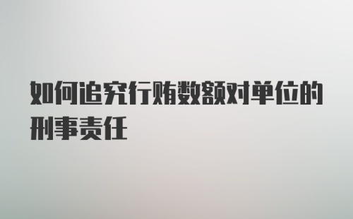 如何追究行贿数额对单位的刑事责任