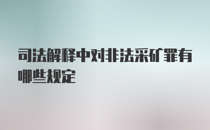 司法解释中对非法采矿罪有哪些规定