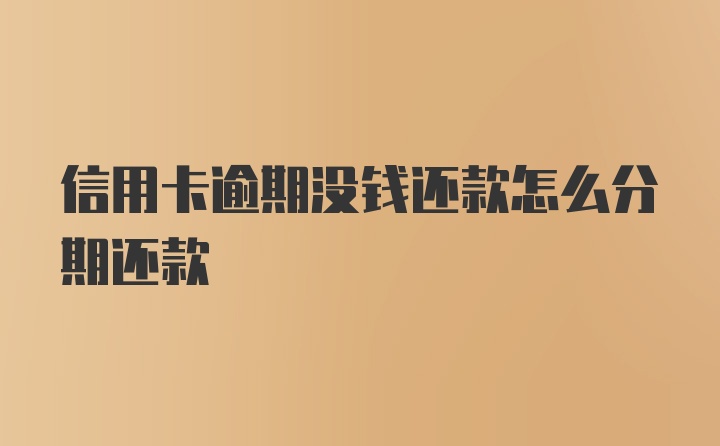 信用卡逾期没钱还款怎么分期还款