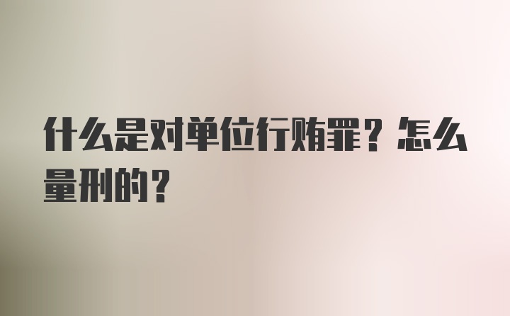 什么是对单位行贿罪？怎么量刑的？