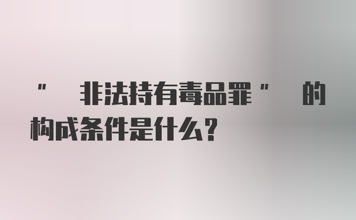 " 非法持有毒品罪" 的构成条件是什么?