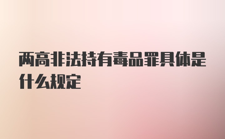 两高非法持有毒品罪具体是什么规定