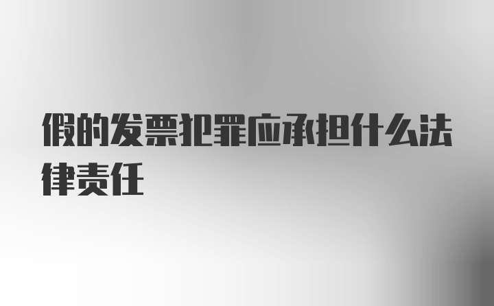 假的发票犯罪应承担什么法律责任