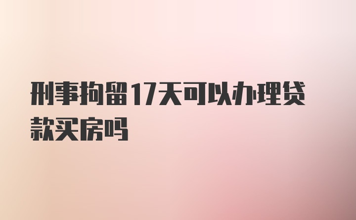 刑事拘留17天可以办理贷款买房吗