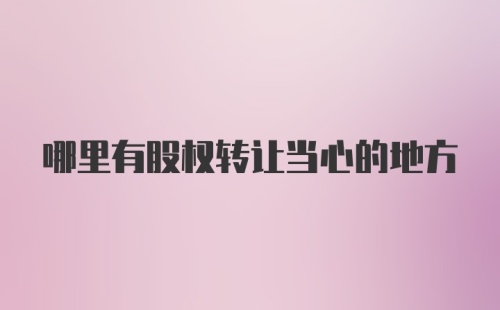 哪里有股权转让当心的地方
