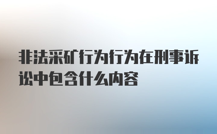 非法采矿行为行为在刑事诉讼中包含什么内容