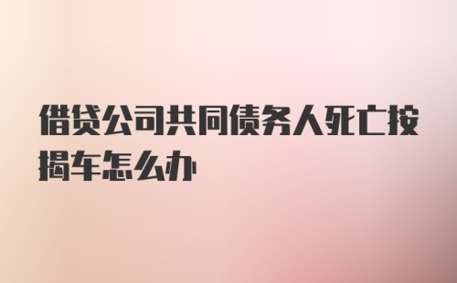 借贷公司共同债务人死亡按揭车怎么办