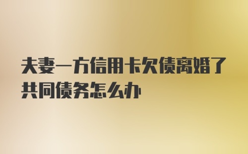 夫妻一方信用卡欠债离婚了共同债务怎么办