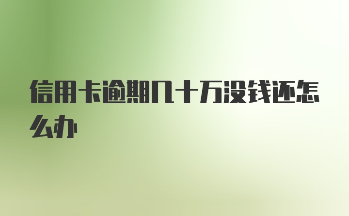 信用卡逾期几十万没钱还怎么办