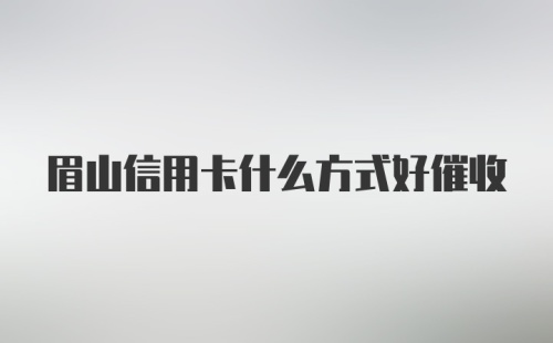 眉山信用卡什么方式好催收