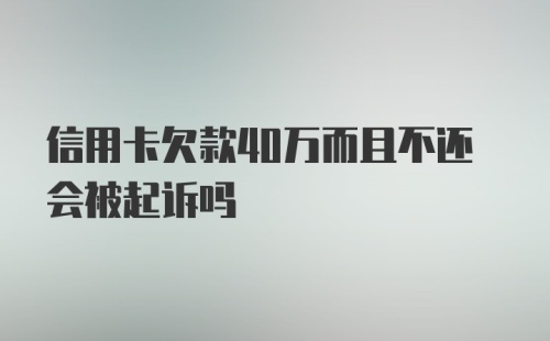 信用卡欠款40万而且不还会被起诉吗