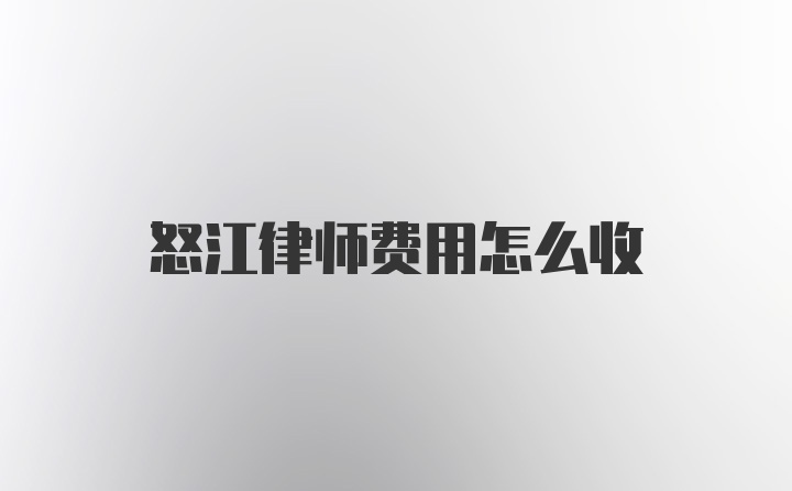 怒江律师费用怎么收