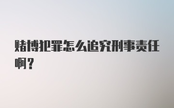 赌博犯罪怎么追究刑事责任啊？