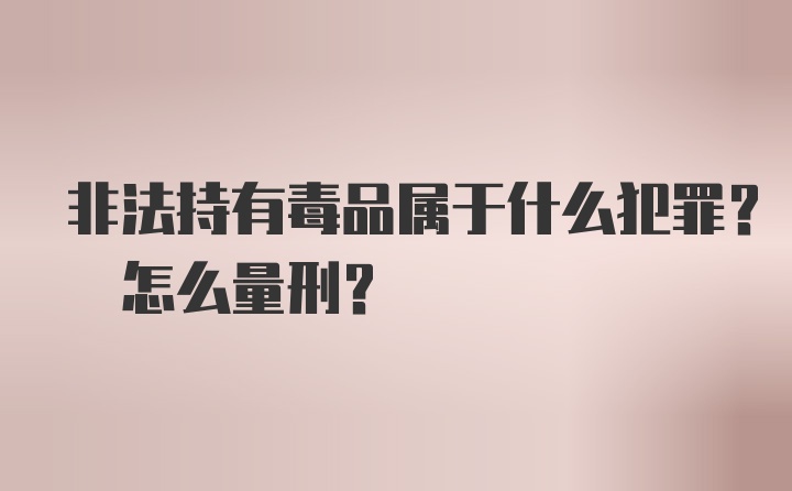 非法持有毒品属于什么犯罪? 怎么量刑?