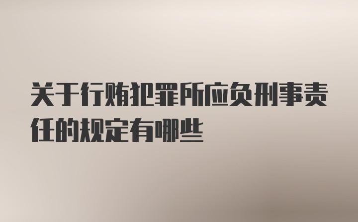 关于行贿犯罪所应负刑事责任的规定有哪些