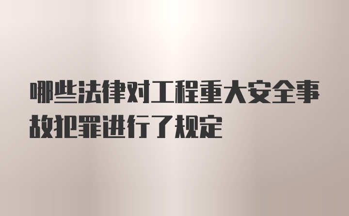 哪些法律对工程重大安全事故犯罪进行了规定