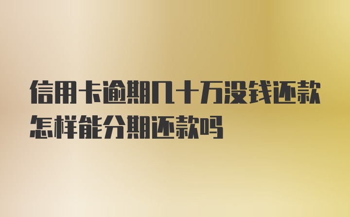 信用卡逾期几十万没钱还款怎样能分期还款吗