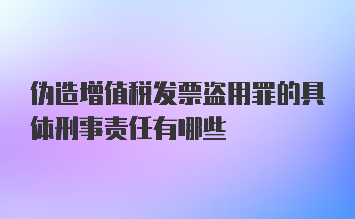 伪造增值税发票盗用罪的具体刑事责任有哪些