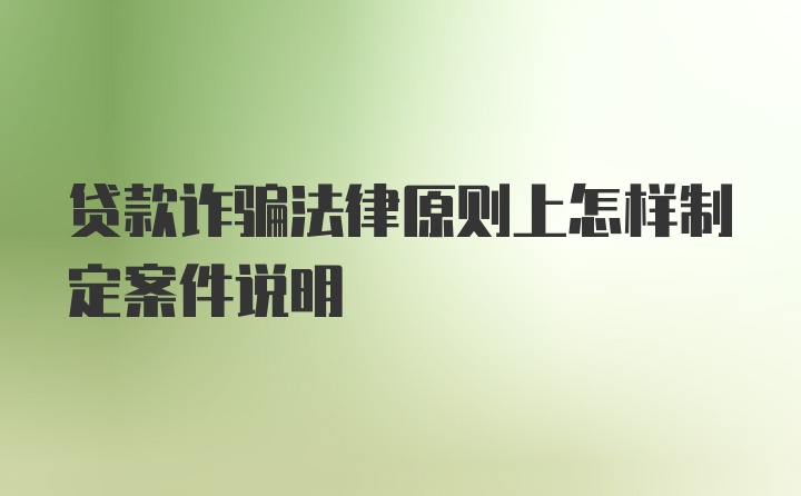 贷款诈骗法律原则上怎样制定案件说明