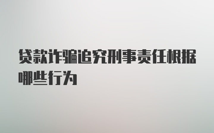 贷款诈骗追究刑事责任根据哪些行为