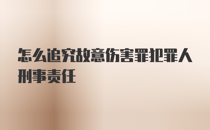 怎么追究故意伤害罪犯罪人刑事责任