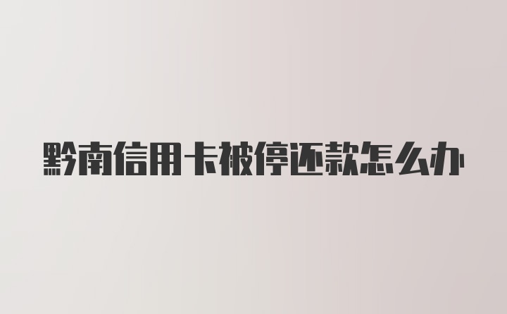 黔南信用卡被停还款怎么办