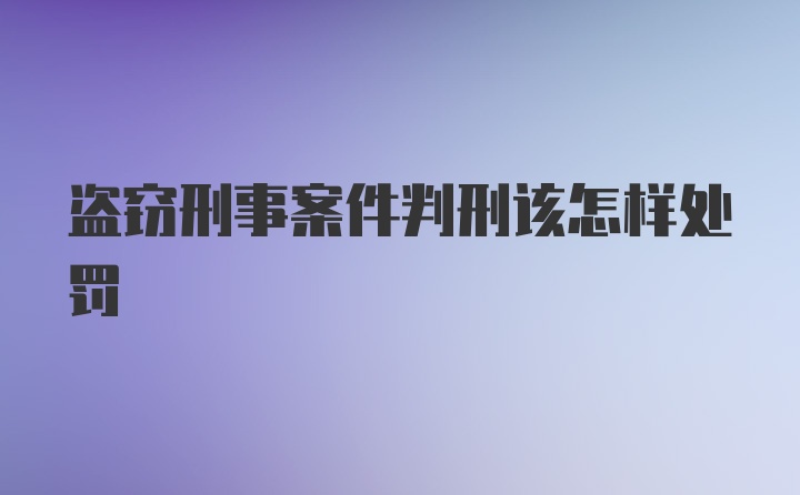 盗窃刑事案件判刑该怎样处罚