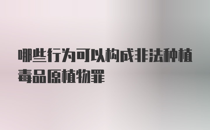 哪些行为可以构成非法种植毒品原植物罪