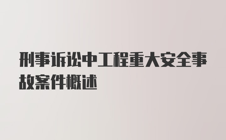 刑事诉讼中工程重大安全事故案件概述