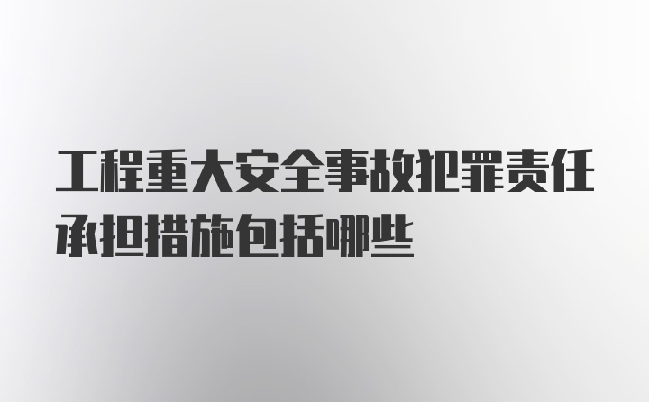 工程重大安全事故犯罪责任承担措施包括哪些