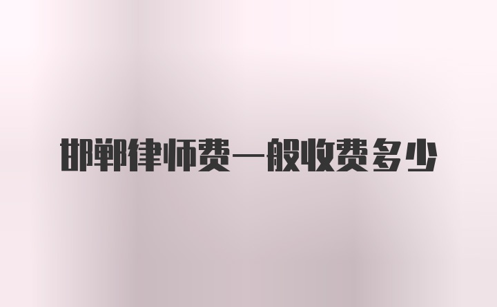 邯郸律师费一般收费多少