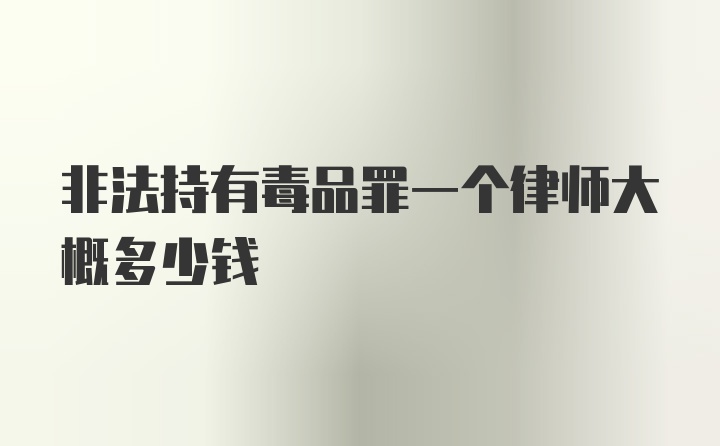 非法持有毒品罪一个律师大概多少钱