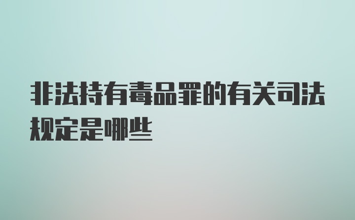 非法持有毒品罪的有关司法规定是哪些