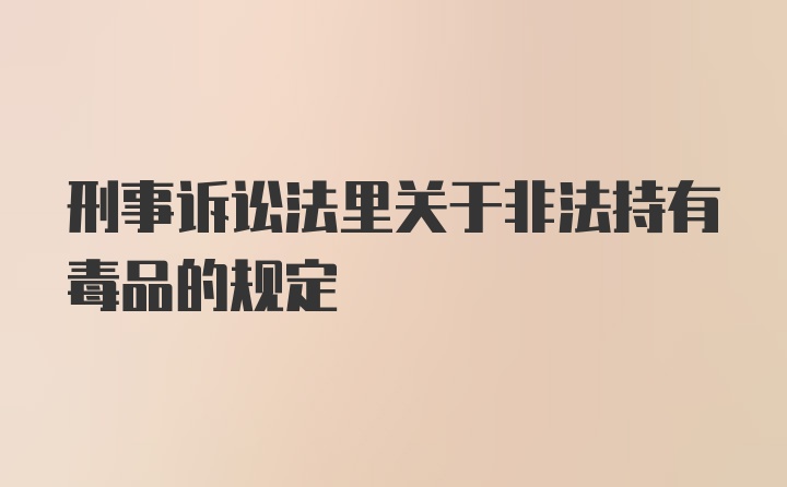 刑事诉讼法里关于非法持有毒品的规定