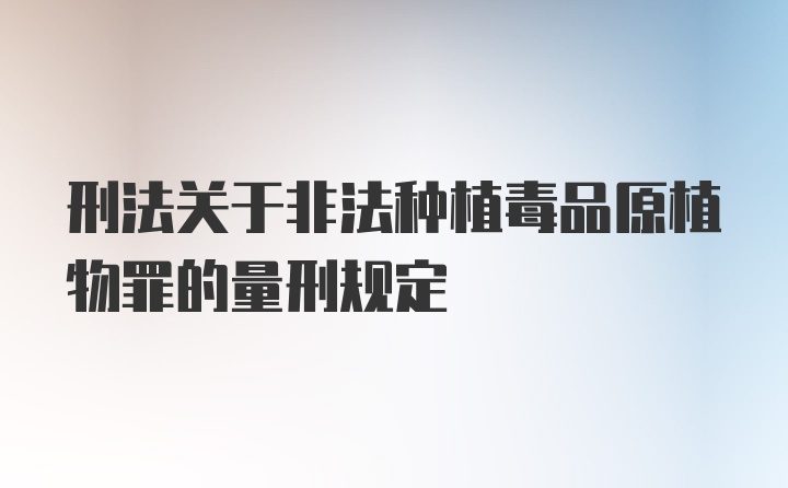 刑法关于非法种植毒品原植物罪的量刑规定