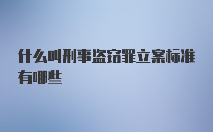 什么叫刑事盗窃罪立案标准有哪些