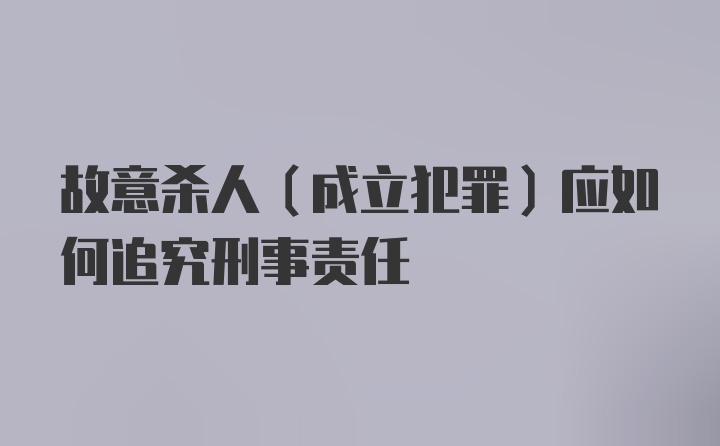 故意杀人（成立犯罪）应如何追究刑事责任