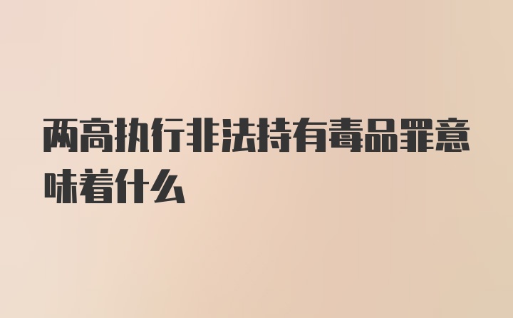 两高执行非法持有毒品罪意味着什么