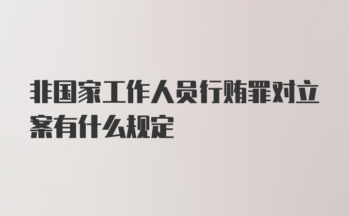 非国家工作人员行贿罪对立案有什么规定