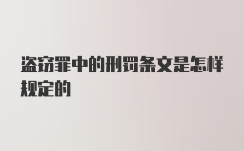 盗窃罪中的刑罚条文是怎样规定的